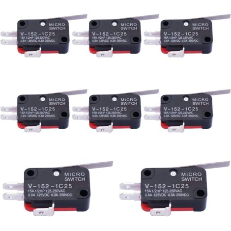 10 piezas Micro interruptor de palanca corta con bisagra derecha SPDT, interruptor de límite de acción instantánea para Arduino V-152-1C25