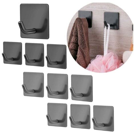 10 piezas, negro, ganchos adhesivos KZQ, ganchos de pared para baño, toallero de acero inoxidable SUS304 para cocina, sala de estar y oficina