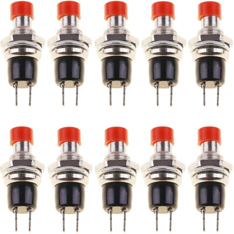 10 piezas PBS-110 PBS-105B Mini micro pulsador sin bloqueo interruptor de encendido/apagado instantáneo rojo (normalmente cerrado)