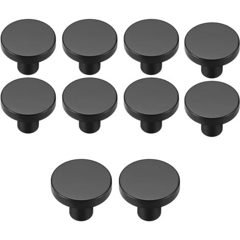 10 Piezas Pomos de Cajón, Tirador de Puerta de Latón Macizo Redondo, Tiradores para Cajones Vintage para Pecho, Armario, Gabinete, 25x30mm - Negro