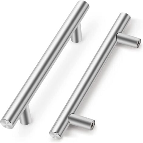 10 Piezas Tiradores Cocina, Manijas de Puerta de Acero Inoxidable, Tirador Cepillado para Armarios Cajones Plateado - 128mm