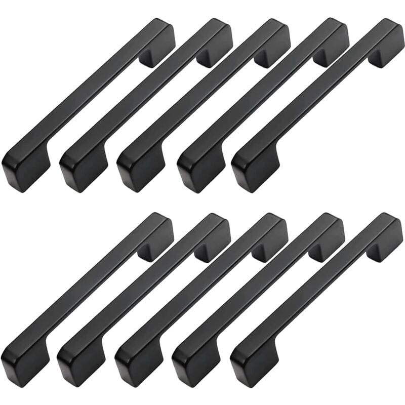 10 Piezas Tiradores Cocina, Manillas de Acero Inoxidable para Muebles con Tornillos, Tirador Negro para Puertas de GraNegro, Puertas de Armario,