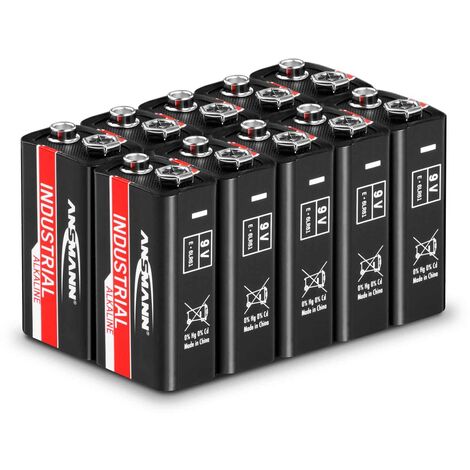 10 Pile Alcaline Pila Ansmann Industrial Batterie Monoblocco 9 Volt 550 Mah - Nero