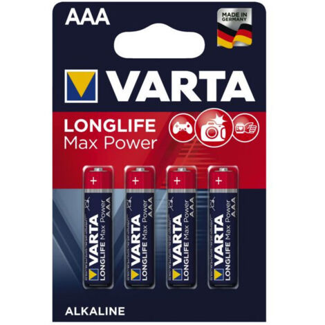 10 Pile Varta Long Life Max Power 9v - 6lr61 (EMBALLAGE 1 Unid) 26,5x17,5x48,5mm