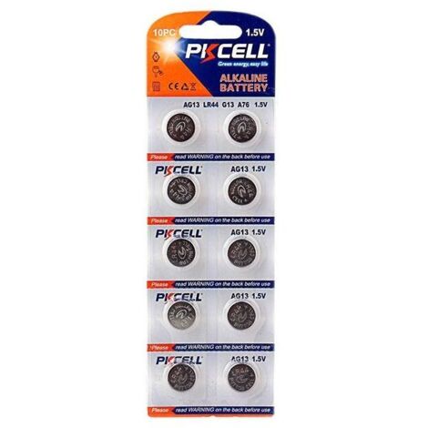 10 Piles Bouton AG13 Super Alcaline 1.5V PKCell