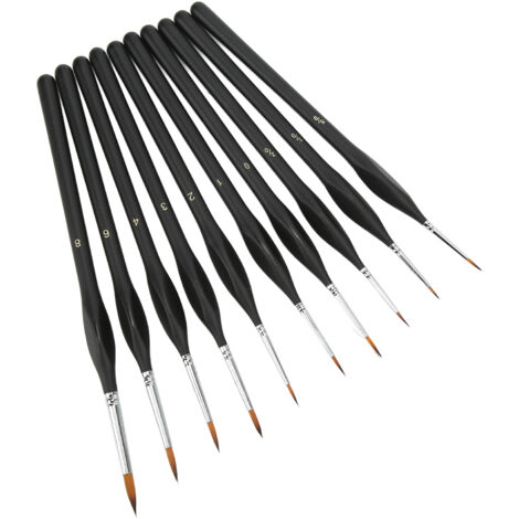 10 Pinceaux de Détail Ergonomiques en Nylon Souple pour Aquarelle et Peinture Acrylique sur Toile