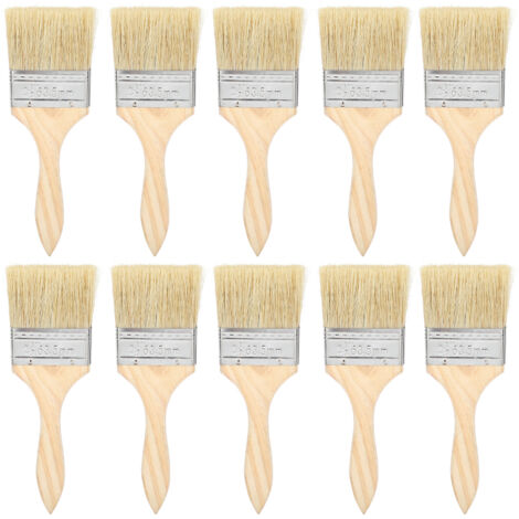 10 Pinceaux en Laine Artificielle 2,5 Pouces avec Manche en Bois pour Peinture, Vernis et Colles