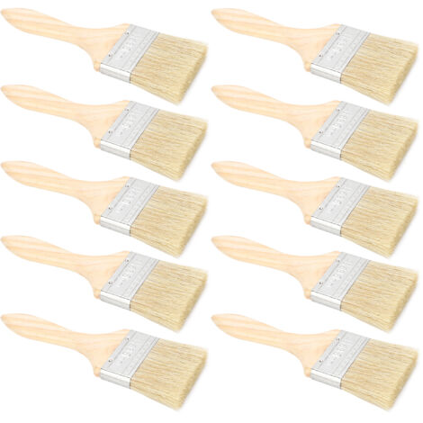 10 Pinceaux en Laine Synthétique 2,5 Pouces à Manche Bois pour Peinture, Vernis, Adhésifs