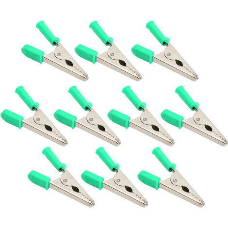 10 Pinces crocodile en laiton J.60047, 20mm d'ouverture pour tests électriques et piles - Vert