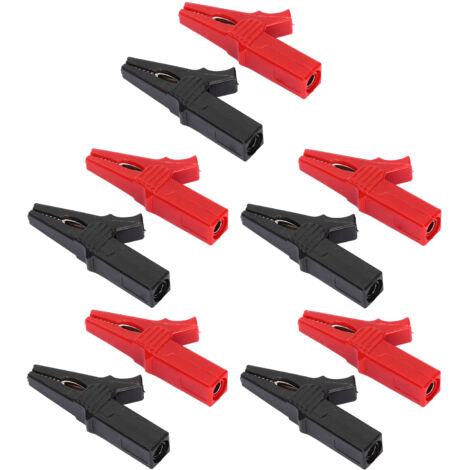 10 Pinces de test électriques 10mm 20A/1000V avec fiches banane 4mm nickelées pour batteries et équipements électroniques