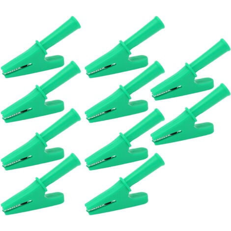 10 Pinces de Test Électriques 20A, Ouverture 10mm pour Soudure et Équipements Électroniques, Vert