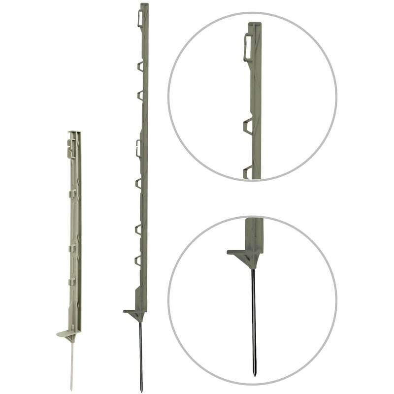 10 piquets plastique 4 isolateurs 0,55 m