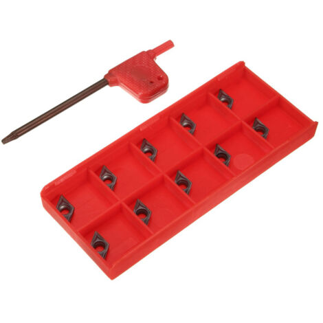 10 plaquitas de corte de carburo DCMT0702 EM YBC205 + llave para herramientas de torneado