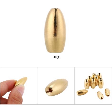 10 Poids de Pêche en Cuivre Résistant à la Corrosion, Plombs pour Pêche (10g) - Accessoires de Pêche