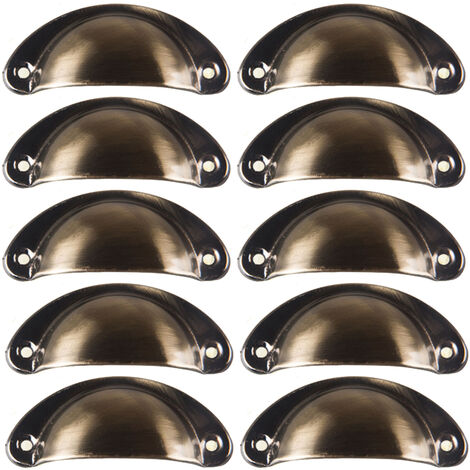 10PCS Poignée de Coquille Vintage, Bouton de Porte, Poignée de Meuble, Rétro Poignées de Porte en Fer Avec Vis pour Meuble Tiroir Armoire Cuisine Placard