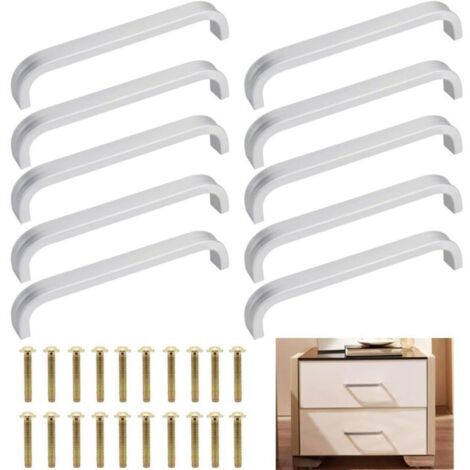 10 poignées de cuisine universelles en acier/aluminium - 20 vis incluses