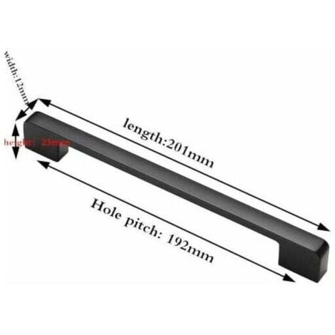 10 Poignées de Meuble Noires, Entraxe 192 mm, pour Porte de Cuisine, Barre de Tiroir, Fixation Facile