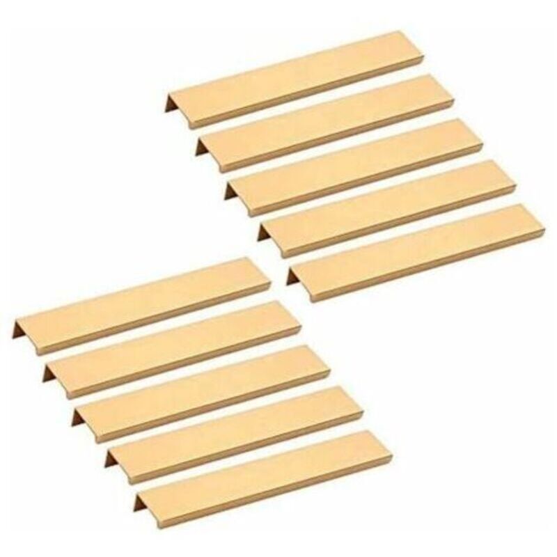 10 poignées de meubles invisibles - Poignées de placard de cuisine dorées, poignées de tiroir 160 mm - TRIMEC