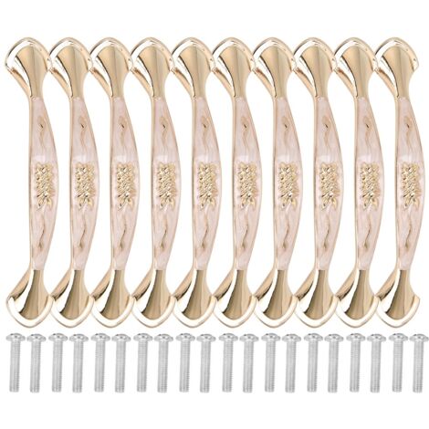 10 Poignées de Tiroir Ambre Blanc Style Moderne pour Bureau Cuisine 96MM Universel