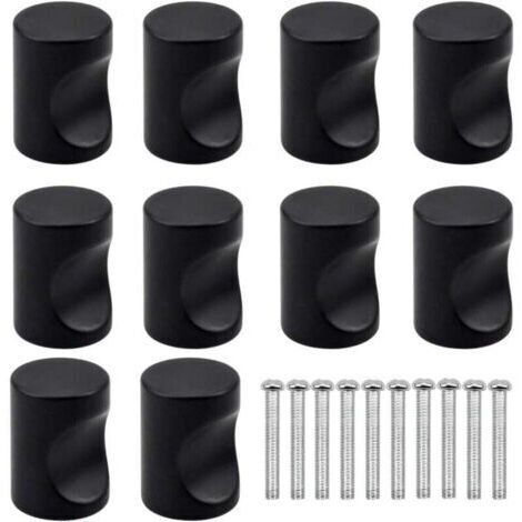 10 Poignées de Tiroir Noir Moderne Boutons Ronds pour Meuble Cuisine Armoire Placard Enfant