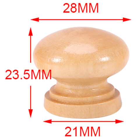 10 Poignées en Bois Naturel pour Meuble de Cuisine, Tiroir et Armoire - Bouton de Porte M 28mm