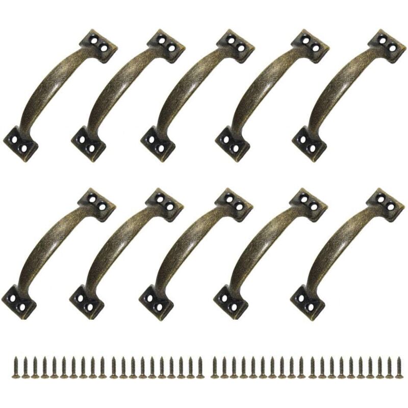 10 Poignées Poignee de Meuble Bouton de Porte Poignee Entraxe Rustiques en Alliage de Zinc Pour Cuisine Porte de Grange Jardin Remise (120MM)