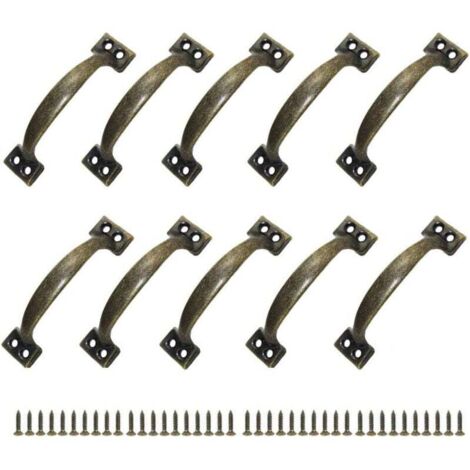 10 Poignées Poignee de Meuble Bouton de Porte Poignee Entraxe Rustiques en Alliage de Zinc Pour Cuisine Porte de Grange Jardin Remise (120MM)