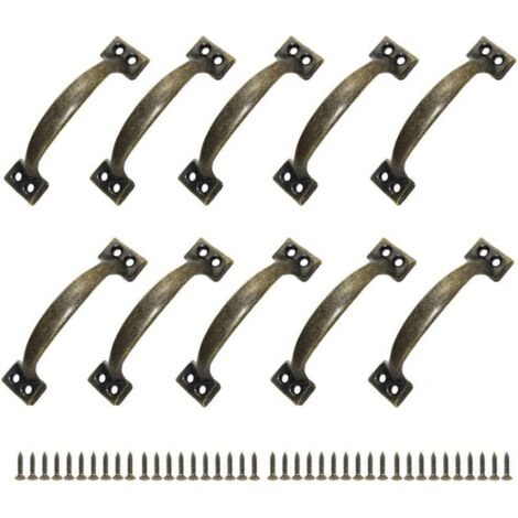 10 Poignées Poignee de Meuble Bouton de Porte Poignee Entraxe Rustiques en Alliage de Zinc Pour Cuisine Porte de Grange Jardin Remise (120MM)