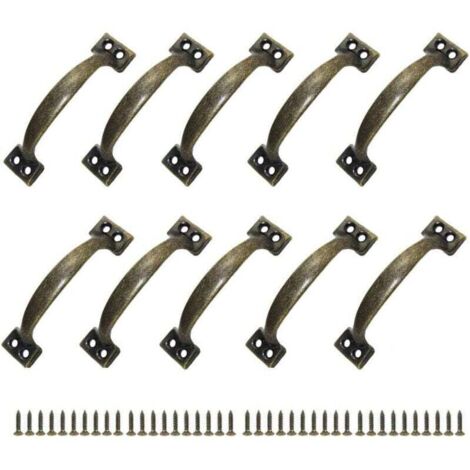 10 Poignées Poignee de Meuble Bouton de Porte Poignee Entraxe Rustiques en Alliage de Zinc Pour Cuisine Porte de Grange Jardin Remise (120MM)