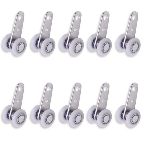 10 poleas metálicas de 49 x 22 mm con 2 ruedas de plástico para puertas corredizas de armario.