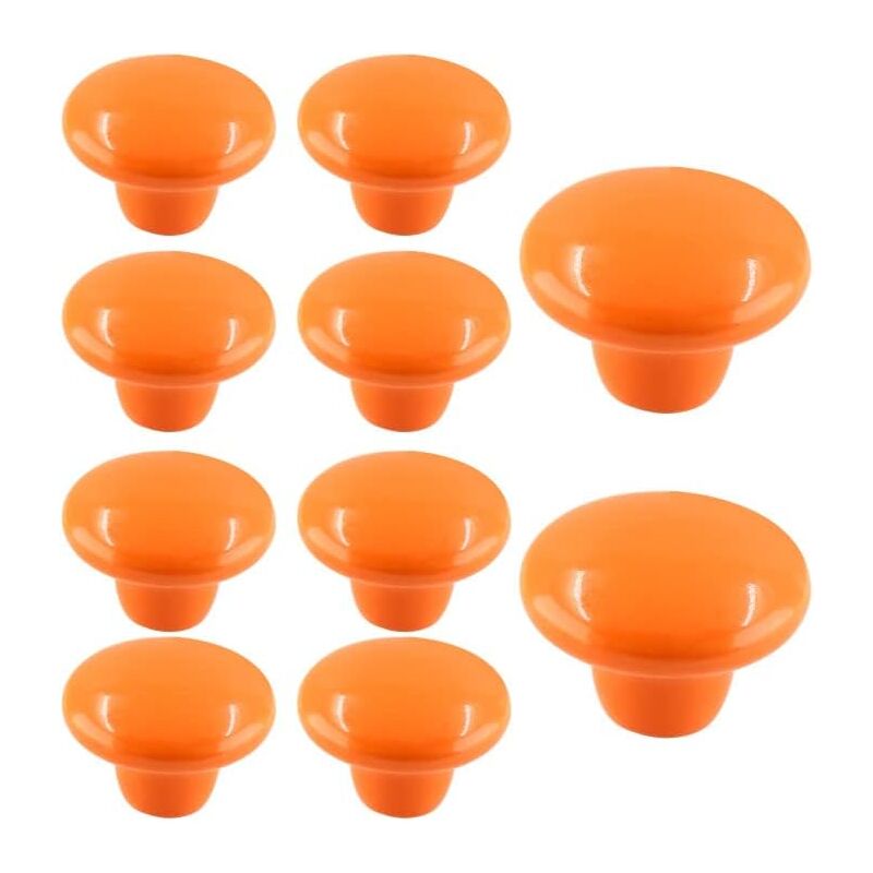 Image of 10 Pezzi Pomello Cabinet Ceramica 32mm Pomelli per Mobili Fungo Manopole per Porta Mobili con Viti Pomelli per Cassetti Rotondi - Arancione