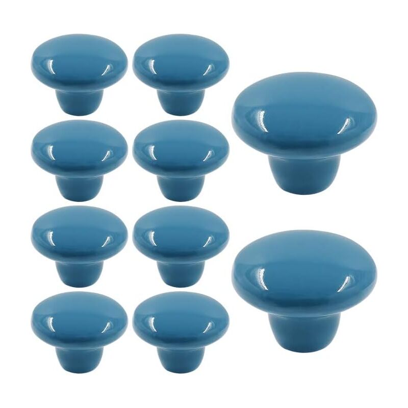 Image of 10 Pezzi Pomello Cabinet Ceramica 32mm Pomelli per Mobili Fungo Manopole per Porta Mobili con Viti Pomelli per Cassetti Rotondi - Blu
