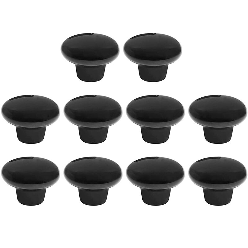 Image of 10 Pezzi Pomello Cabinet Ceramica 32mm Pomelli per Mobili Fungo Manopole per Porta Mobili con Viti Pomelli per Cassetti Rotondi - Nero