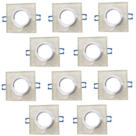 10 Porta Faretto Da Incasso Supporto Quadrato Portafaretti Vetro Color Oro P16