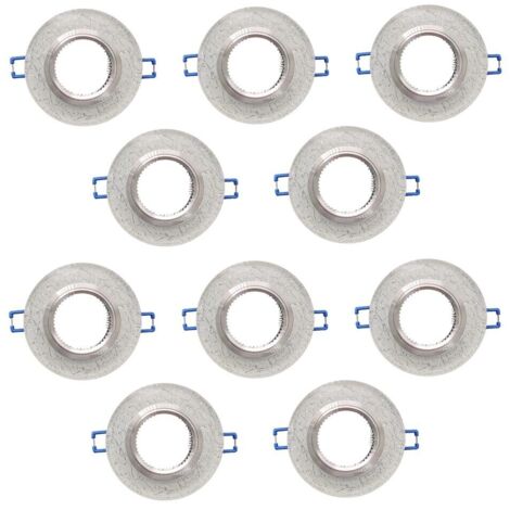 10 Porta Faretto Da Incasso Supporto Tondo Portafaretti Vetro Color Argento P15