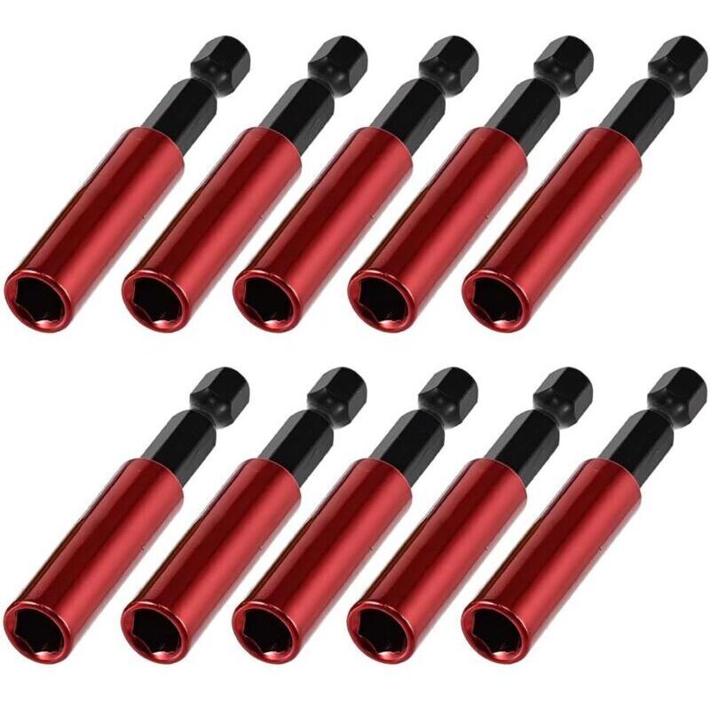 10 portapuntas magnéticos de 60 mm de largo, portapuntas de destornillador de impacto de acero S2, extensión de destornillador con vástago hexagonal