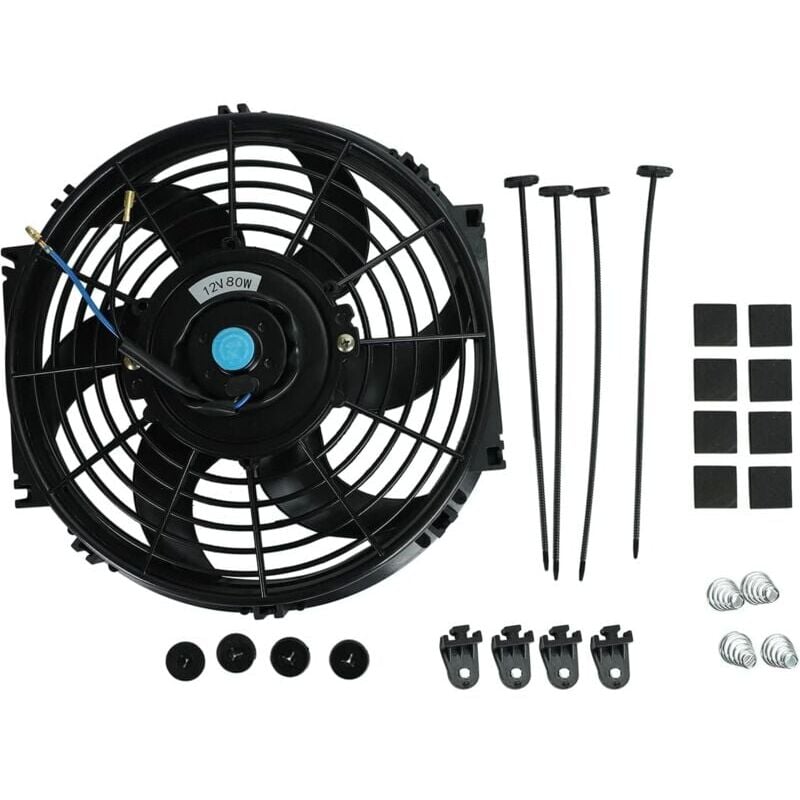 SNQ - 10 Pouces 12V 80W Ventilateur de radiateur électrique universel Slim Fan Push Pull-Feuille moteur