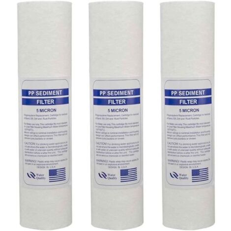 10 pouces-254mm filtre à eau, Polypropylène Cartouche, PP Coton Filtre À Sédiments Remplacement 3 Pièces - 5 Micron