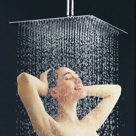 10 pouces /25cm Pommeau de douche carré fixe,Tête de Douche à diffuseur fixe en acier inoxydable 304 chromé,Accessoires de Salle de Bain FOREHILL