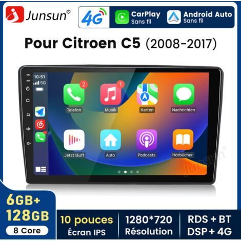 10 pouces Carplay Autoradio pour Citroen C5 2008-2016 Android 6+128G JUNSUN