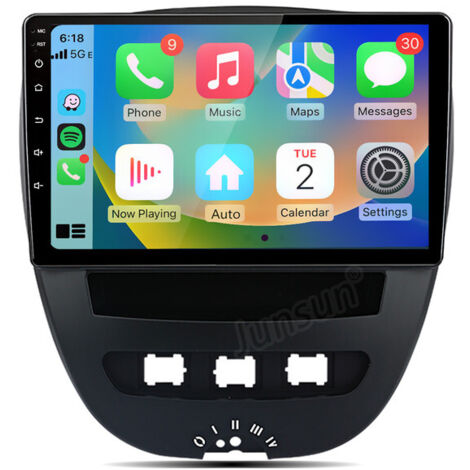 10 pouces Carplay Autoradio pour Peugeot 107/Citroen C1 Android 4+64GB JUNSUN