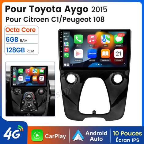 10 pouces Carplay Autoradio pour Peugeot 108/Citroen C1 Android 6+128GB JUNSUN