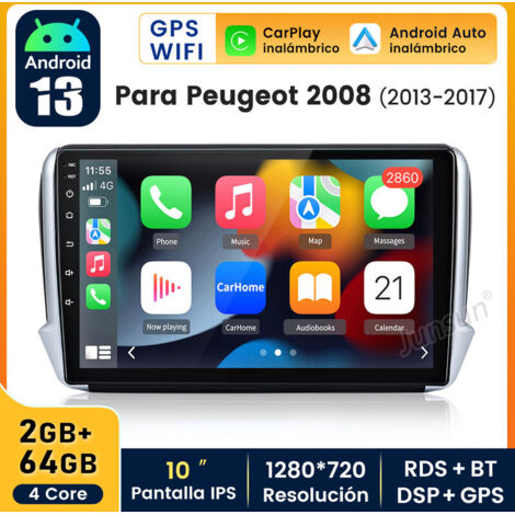 10 pouces Carplay Autoradio pour Peugeot 2008 2012-2017 Android 2+64GB JUNSUN