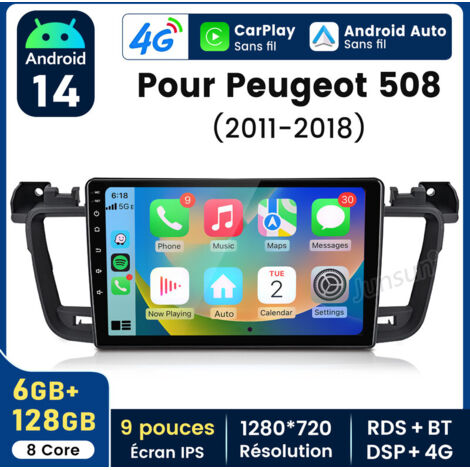 10 pouces Carplay Autoradio pour Peugeot 2011-2018 Android 6+128GB JUNSUN