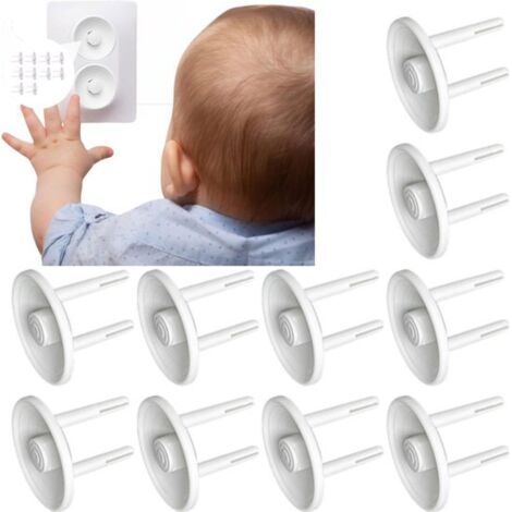 10 protectores de enchufes para bebés - Diseño universal - Protectores de enchufes de seguridad para niños - Protectores para el hogar - 3,7 x 2,2 cm - Adecuados para enchufes de seguridad para bebés