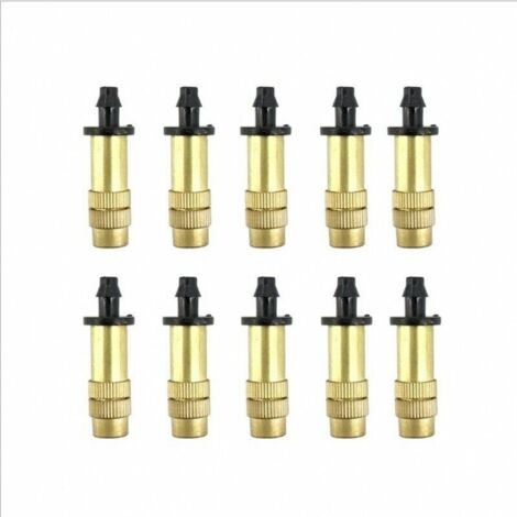 10 pulverizadores de riego ajustables, boquillas atomizadoras de enfriamiento con rosca y orificio ajustable, color negro, para herramientas de jardinería.