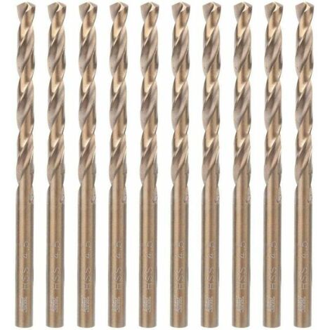 10 punte elicoidali in acciaio rapido HSS per acciaio inossidabile, lamiera di ferro, legno, plastica, alluminio (4,5 mm)