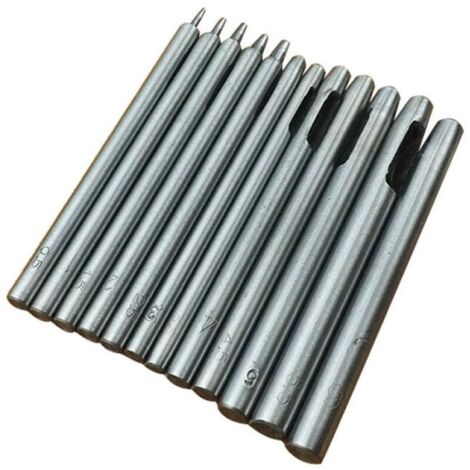 10 punzones de cuero, punzones huecos de acero redondos, herramientas de perforación de agujeros para correas de reloj de 0,5 mm a 5 mm.