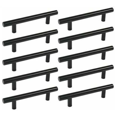 10 pz 160 mm T Bar Baton Maniglie Delle Porte Dell'armadio Da Cucina Cassetto Dell'armadio Mobili Camera Da Letto Tira Nero
