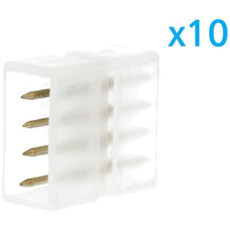 10 PZ Connettore Da 4 Pin RGB Passo 13,5mm Per Unire e Allungare Bobina Led RGB 220V